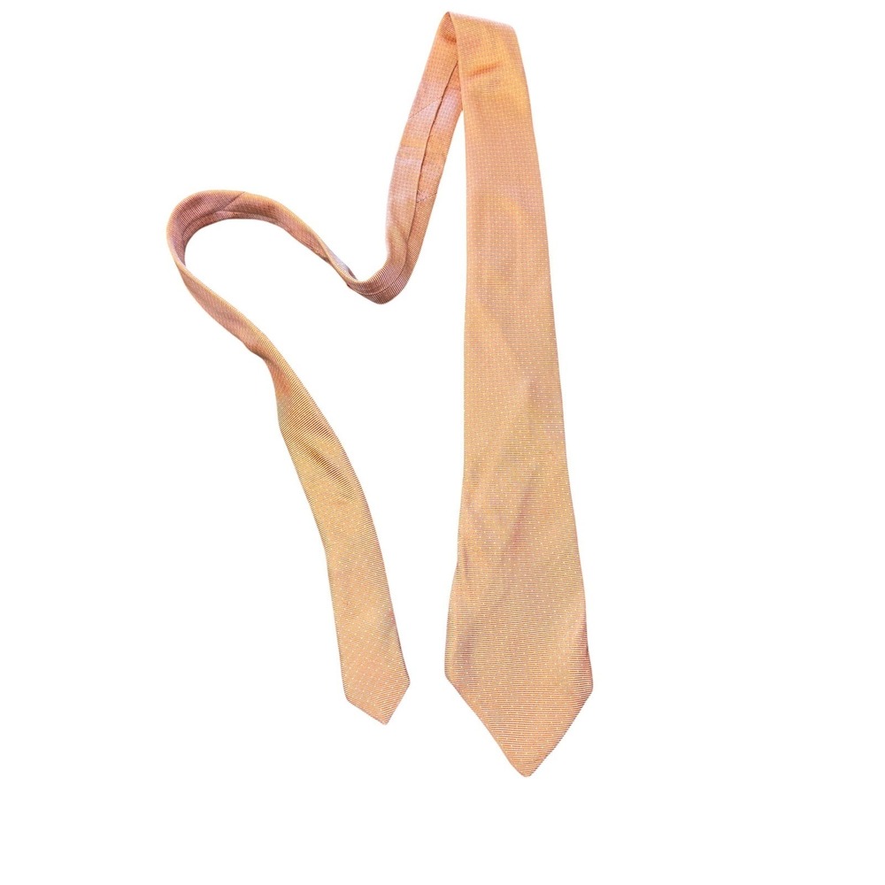 Hartwood Paris Men's Necktie Peach with Blue &‎ White Polka Dot Pattern